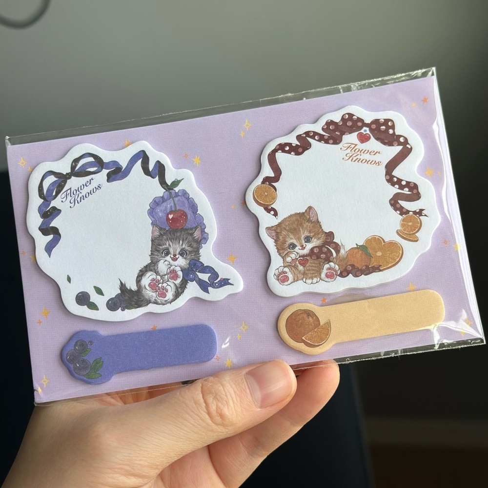 Flower Knows Cute Cat-Themed Sticky Notes Set